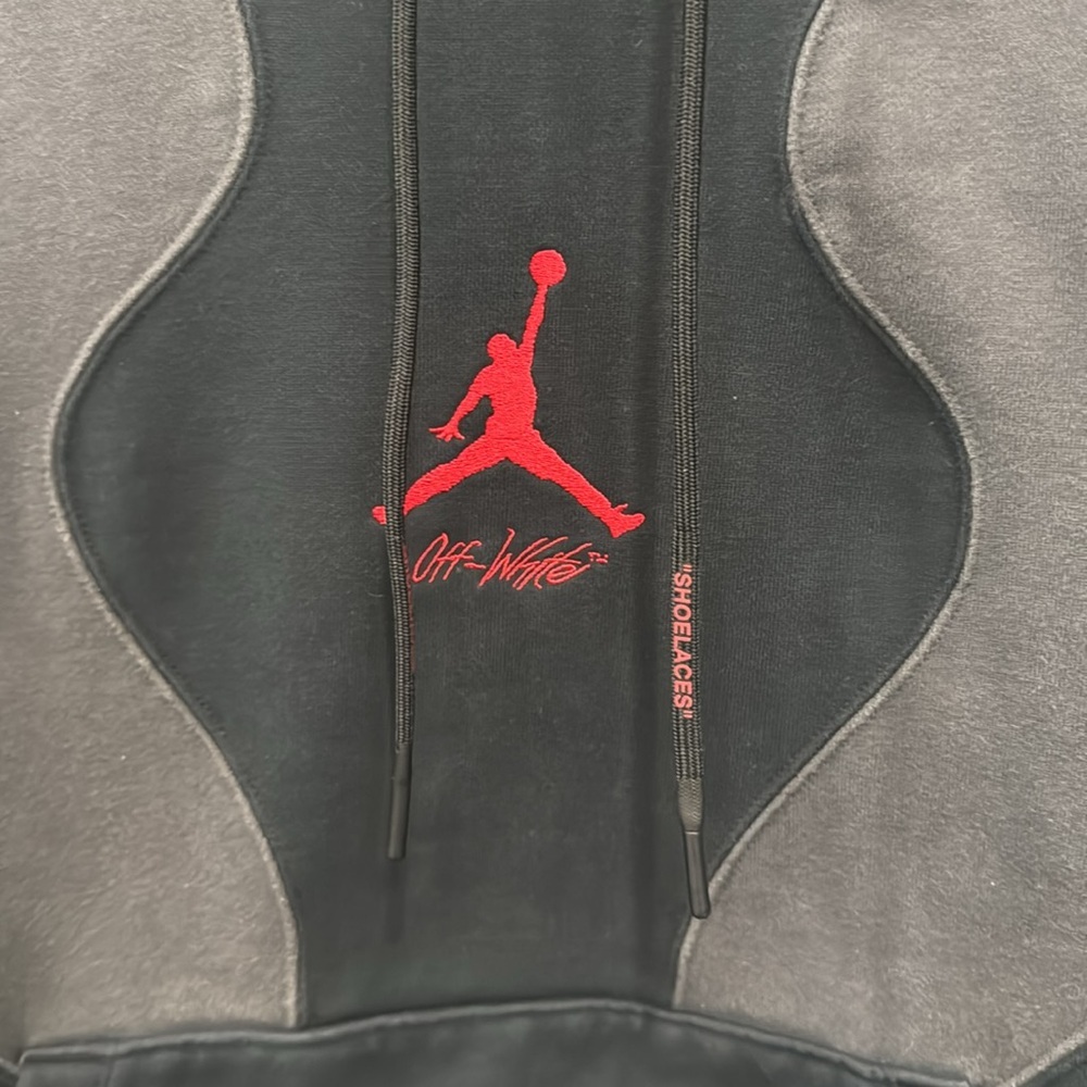 Air Jordan X Off-White Collaboration in Black Hoodie Sweatshirt.  Sz XL - Picture 6 of 16